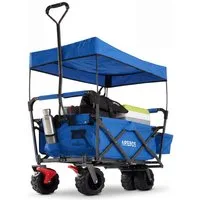 Arebos Bollerwagen faltbarer Handwagen mit Dach – Transportkarre für Garten & Freizeit, Maße 124 x 60 x 128 cm
