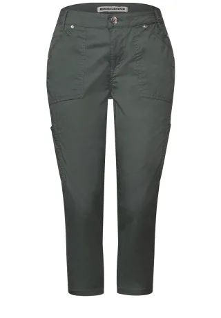 Street One - 3/4 Satin Hose mit Taschen marshy green - Gr. - 3