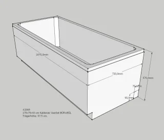 Neuesbad Wannenträger für Kaldewei Vaio Set/Star Nr.954/955 170x75 Überlauf gegenüberliegend SW83222