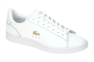 Lacoste 48SFA0012 216 CARNABY SET Damen Sneaker wei?/gold Echtleder Textil ge...