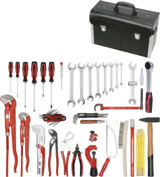 KS Tools Sanitär-Basic Werkzeug-Satz, in Lederkoffer, 34-tlg - 116.0185