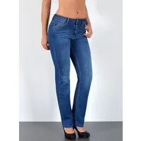 ESRA Straight-Jeans High Waist Damen Jeans Straight Leg Hose Stretch gerader Schnitt G2 Straight Jeans Damen Stretch Regular Jeans High Waist bis Plus Size