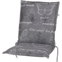KETTtex Sesselauflage Niederlehner Bali extra 2385 grau Schmetterlinge 105x50x8 cm KETTtex