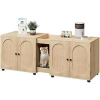 GarveeMore Katzentoilette Grosser Katzentoiletten-Schrank fuer 2 Katzen Doppel-Katzenklo Tisch
