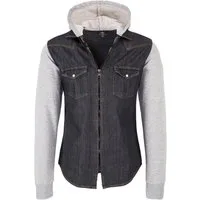 Rock Creek Jeansjacke Herren Jeanshemd mit Kapuze
