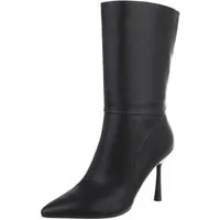 Ital-Design Elegante Damen-Stiefel mit hohem Absatz für besondere Anlässe High-Heel-Stiefel (90649104) Pfennig-/Stilettoabsatz Stiefel in Schwarz
