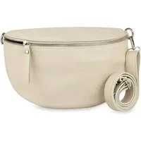 Frentree Umhängetasche Damen aus Echtleder, Made in Italy, Crossbody Schulter/Bauchtasche, mit silbernem Reißverschluss, verstellbarer Schulterriemen, Größe Maxi