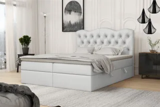 Boxspringbett Schlafzimmerbett LODOS 180x200cm Kunstleder Soft Weiss