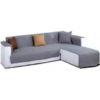 LIANNA Sofahusse Graue wasserabweisende Sofahusse, gesteppt, wendbar, L-Sofa 240×270cm