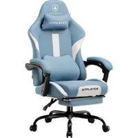 GTPLAYER Gaming-Stuhl Stoff, Racing Gamer Stuhl, Ergonomischer Gaming Sessel Gaming Chair, Schreibtischstuhl, Federsitzkissen mit Fußstütze