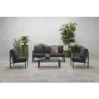 Garden Impressions Gartenlounge-Set Springs Gartenmöbelset Lounge Set, (Spar-Set, 4-tlg., Alu, 3-Sitzer-Loungebank, Tisch, 2 Sessel, inkl. Auflagen), inkl. Auflagen / 120 kg Tragkraft pro Sitzplatz / wetterfest
