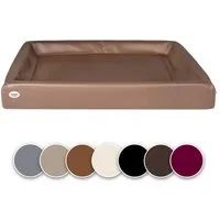 SABRO Hundekorb KUDDE Orthopädisch - Waschbar & Wasserabweisend - Ergonomisch aus, Kunstleder, Premium Hundebett mit wechselbarem Bezug für jede Hundegröße