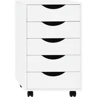 Woltu Rollcontainer, mobiler Aktenschrank mit 5 Schubladen, mit Rollen, 40x66,5x40 cm
