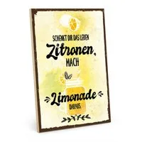 TypeStoff Wandbild Holzschild mit Spruch – Zitrone, Zitrone