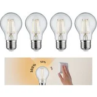 Paulmann LED-Leuchtmittel 4er Pack 4,5W E27 3step dimmbar klar, E27, 4 St., Warmweiß