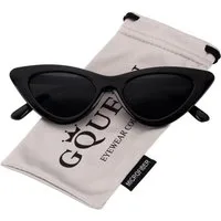LuxusKollektion Retrosonnenbrille Sonnenbrille Katzenauge Cateye Jahrgang Glänzendes Schwarz Grau