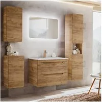 Lomadox Badmöbel-Set LUTON-56-CRAFT, (Spar-Set, 5-St), Badezimmer Komplettset in Wotan Eiche Nb. B/H/T ca. 180/200/46 cm