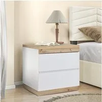 Celya Nachtschrank Nachttisch Nachtkommode mit zwei Schubladen (1er Set) für Schlafzimmer fur Schlafzimmer WeiB