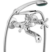 Deante Wannenarmatur Symetrio Messing verchromt, mit Brauseschlauchanschluss, inkl. Handbrause