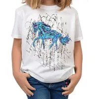 Tini - Shirts T-Shirt Pferde Zeichnung bunt Kindershirt blau