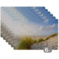 MuchoWow Platzset Strand - Meer - Vögel, (6-St), Platzsets, Tischset, Abwaschbar, Tischsets, Platzdeckchen