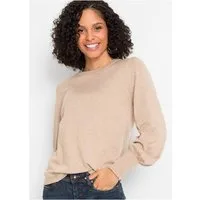 bonprix Strickpullover aus weichem Viskose-Feinstrick, mit Ballon-Ärmeln mit breiten Bündchen