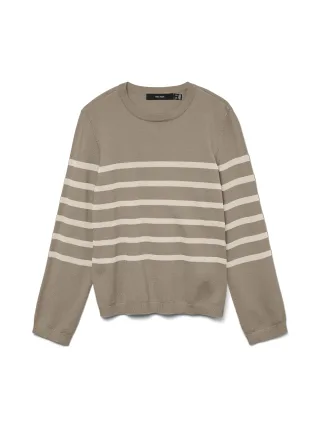 VERO MODA - VMSABA PLAIN LS O-NECK PULLOVER GA, Silver Mink/BIRCH - Gr. - XL