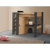 Parisot Hochbett Heavy ALL-IN-ONE, mit Kleiderschrank, Schreibtisch, Leiter, Stauraum