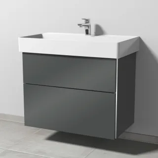 Sanipa 3way Waschtischunterbau zu Duravit Dura Square Waschtisch mit 2 Auszügen, Anthrazit-Glanz BS42879