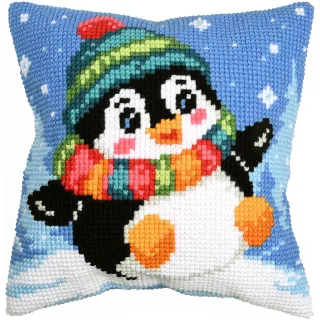 Kreuzstichkissen "Happy Pinguin"