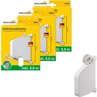 SCHELLENBERG Aufputz-Gurtwickler Aufschraubwickler für das Rollladensystem Mini, Gurtbreite 14 mm, Set, 3-tlg., schwenkbar, mit vormontiertem Rollladengurtband, braun oder weiß