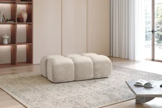 Polsterhocker Designerhocker DARCY 128x85 cm in Stoff Salvador Beige
