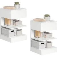 SoBuy Nachttisch FBT49, Nachttisch schmal, Nachtschrank Aufbewahrungsschrank, (2-St), Beistelltisch mit Schublade, Nachtschrank, offene Ablage