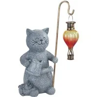 Maximex LED Dekofigur Modell Katze und Heißluftballon, Ein-/Ausschalter, LED fest integriert, Warmweiß, dekorative, solarbetriebene Gartenleuchte, wetterbeständig