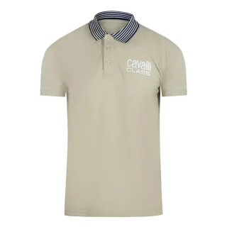 Cavalli Class - Beiges Poloshirt Mit Gestreiftem Kragen