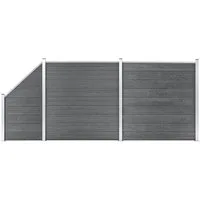 vidaXL Gartenzaun WPC Zaun-Set 2 Quadrate + 1 Schräge 446x186 cm Grau, (1-St)
