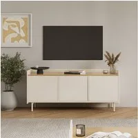 Vicco Lowboard Velina, Creme/Eiche, 140 x 63 cm mit 3 Türen (1 St)