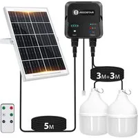 Aigostar LED Solarleuchte Aigostar Solarlampe für Außenbereich 11M Kabel, mit Fernbedienung, Zugschalter, LED fest integriert, Kaltweißes Licht