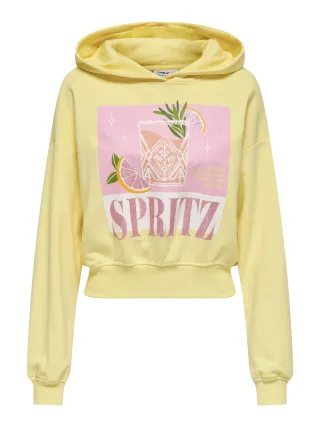 ONLY - ONLKITA L/S SWEAT HOOD PRINT BOX UB SWT Sunlight - Gr. - L
