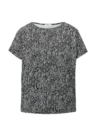 s.Oliver Red Label - T-Shirt im Relaxed Fit mit All-over-Muster schwarz - Gr. - 38
