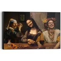 Reinders! Wandbild Girls Night Out, Home Office - Perlenmädchen - Mona Lisa - Frida Kahlo - Braun - MDF