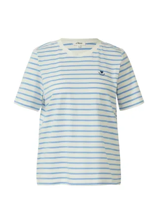 s.Oliver - T-Shirt blau/creme - Gr. - 38