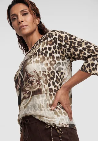 Olsen - T-Shirt Long Sleeves Coffee Bean - Gr. - 36