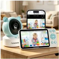 FATABETA Babyphone Babyphone mit Kamera, 5 inch WLAN Video Babyfon, 1080P Video-Babyphone, Duale Steuerung per App & Monitor, Weinen/Bewegungs/Geräuscherkennung