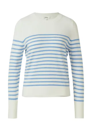 s.Oliver - Strickpullover blau/creme - Gr. - 38