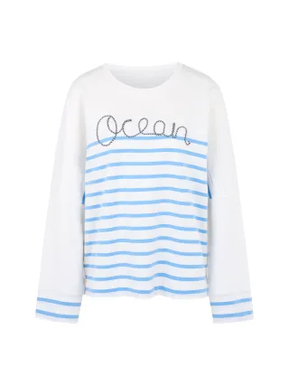 Marc Cain Sports - Gestreiftes Sweatshirt white - Gr. - 36