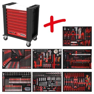 KS Tools Performanceplus Werkstattwagen-Satz P10 mit 397 Werkzeugen für 7 Schubladen - 810.7397