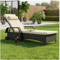 Melko Gartenliege Sonnenliege Gartenliege Polyrattan inkl. Kissen&Kopfstütze Saunaliege, Stück, Liege, Mehrfach verstellbar