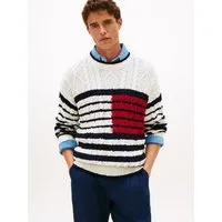 Tommy Hilfiger Strickpullover BRETON FLAG CABLE Regular fit mit Rundhalsausschnitt