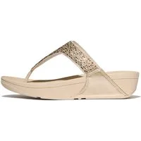Fitflop LULU CRYSTAL-MIX METALLIC TOE-POST SANDALS Zehentrenner Keilabsatz, Plateauschuh, Dianette mit mehrfarbigen Strasssteinchen